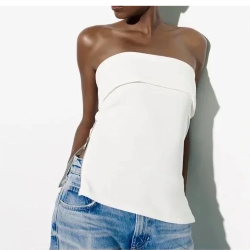 Zara White Strapless Top